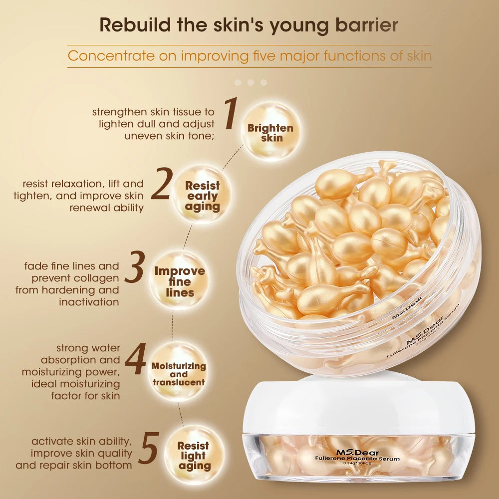 30pcs Hyaluronic Acid Capsules Hydrating, Repairing Facial Essence