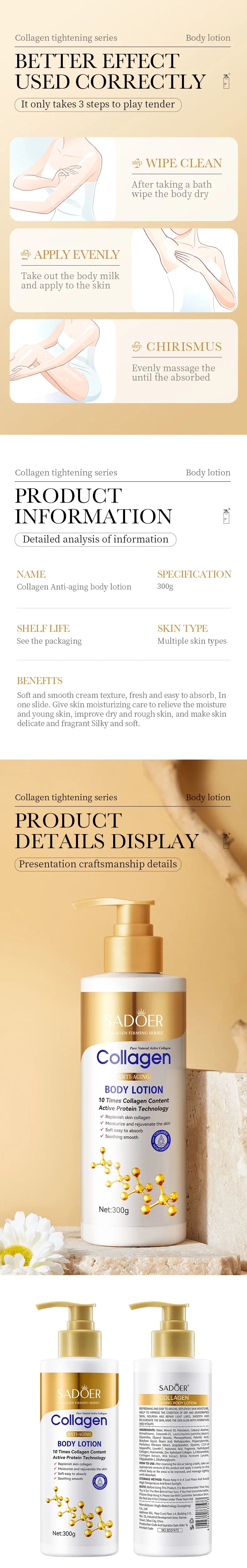 Collagen Milk Whitening Cream  Brightening Face & Body Moisturizer