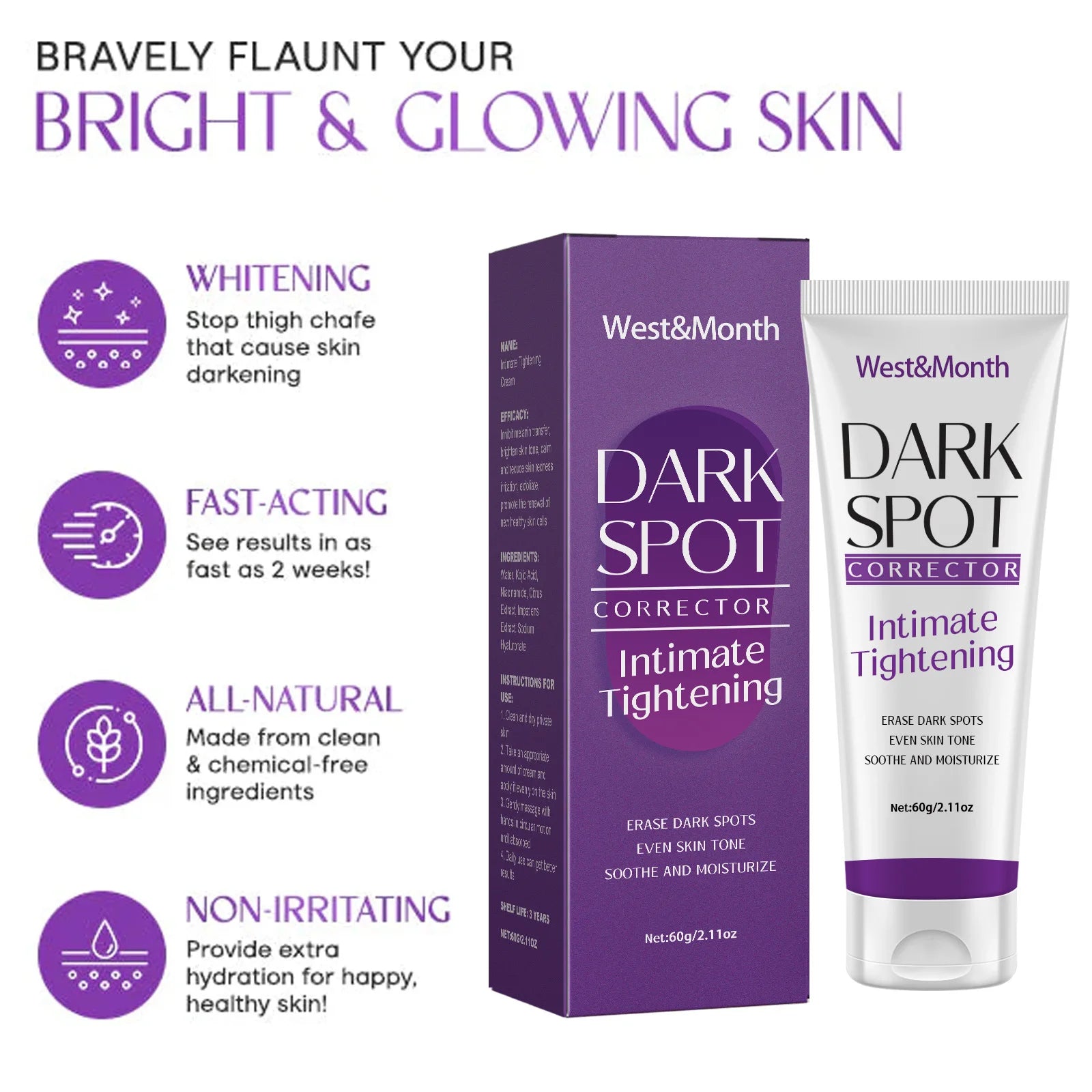 Whitening & Dark Spot Remover Lotion for Underarms, Knees, Elbows & Body – 60g